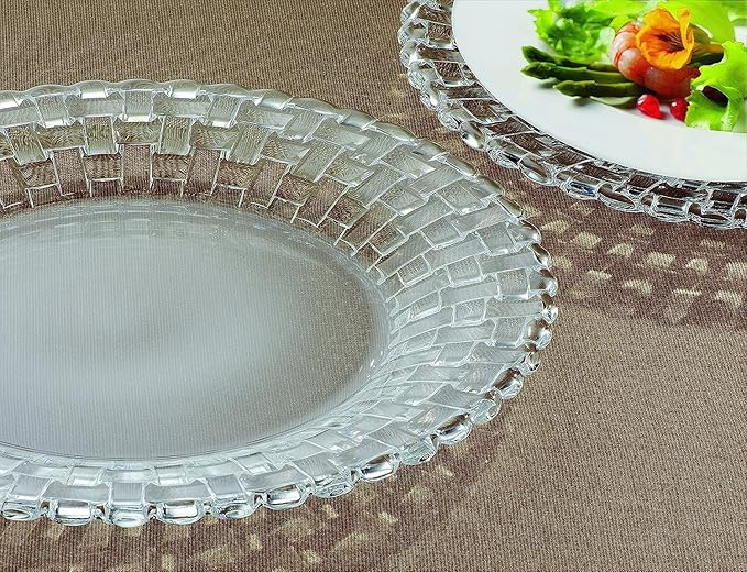Nachtmann Bossa Nova Collection Set of 2 Dinner plates | Crystal Glass Salad, Pasta, and Appetizer Plates 10.5 Inch Clear Dinnerware | Dishwasher Safe