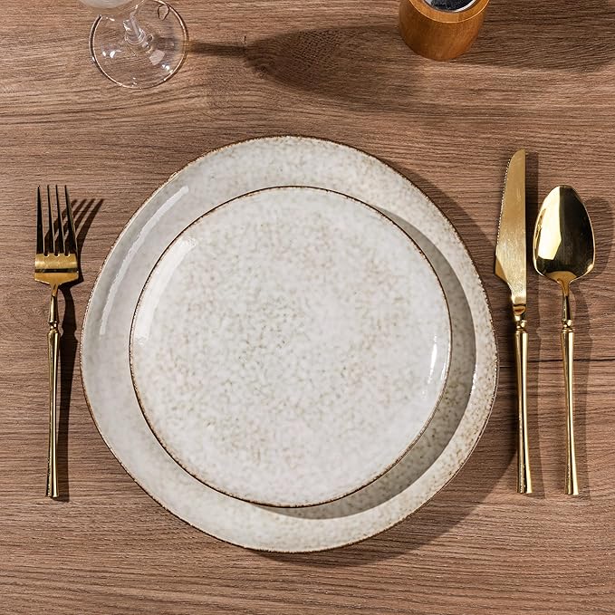 AmorArc Ceramic Dinnerware Sets,Handmade Reactive Glaze Stonewre Plates and Bowls Sets,Highly Chip and Crack Resistant | Dishwasher & Microwave Safe Dishes Set,Service for 4 (12pc)