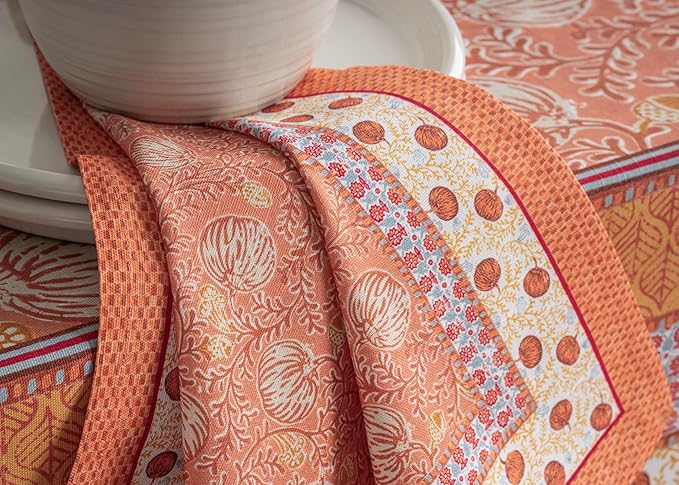 Maison d' Hermine Cloth Napkins Set of 4 100% Cotton for Thanksgiving Christmas Decorations Everyday Reusable Square Fall Napkins Cloth Washable Dinner Party (Harvest Festival, 20"x20")