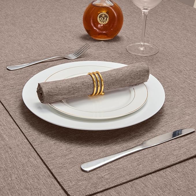 Rectangle Table Cloth Linen Farmhouse Stainproof Waterproof Washable Polyester Oblong Rectangular Fabric Table Cover for Kitchen Dining Dinner(Mocha/60x144 Inch)
