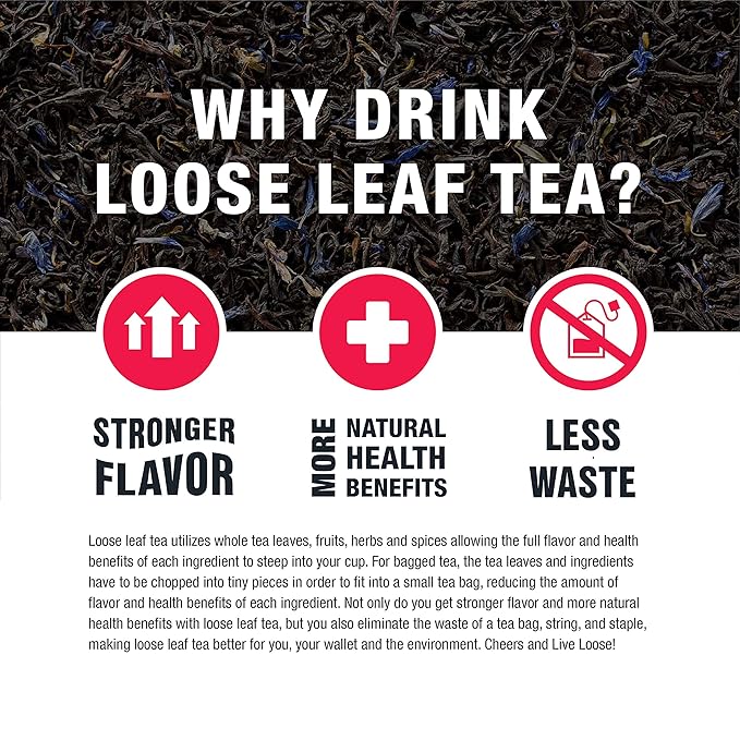 Tiesta Tea - Victorian Earl Grey, Loose Leaf, Floral Earl Grey Black Tea, Premium Blend, High Caffeinated Black, Make Hot or Iced Brews Up to 200 Cups, 16oz Resealable Bulk Pouch