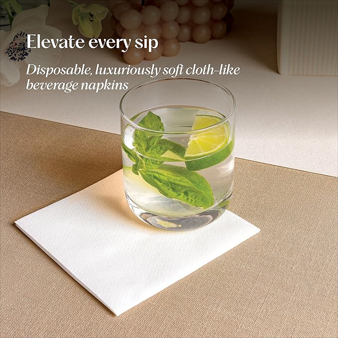 2000 Linen-Feel Beverage Napkins - Disposable Cocktail Napkins - Soft & Absorbant Elelgant Paper Napkins For Bar, Café, Restaurant Or Event