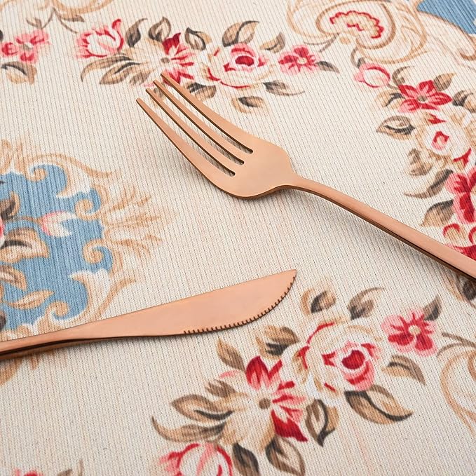 8 Piece Snplowum Flatware Set, 18/0 Stainless Steel Silverware For 2, Kitchen Wedding Gift Utensils For Couple Friend Home Daily Use, Travel Tableware Set, Mirror Rose Gold