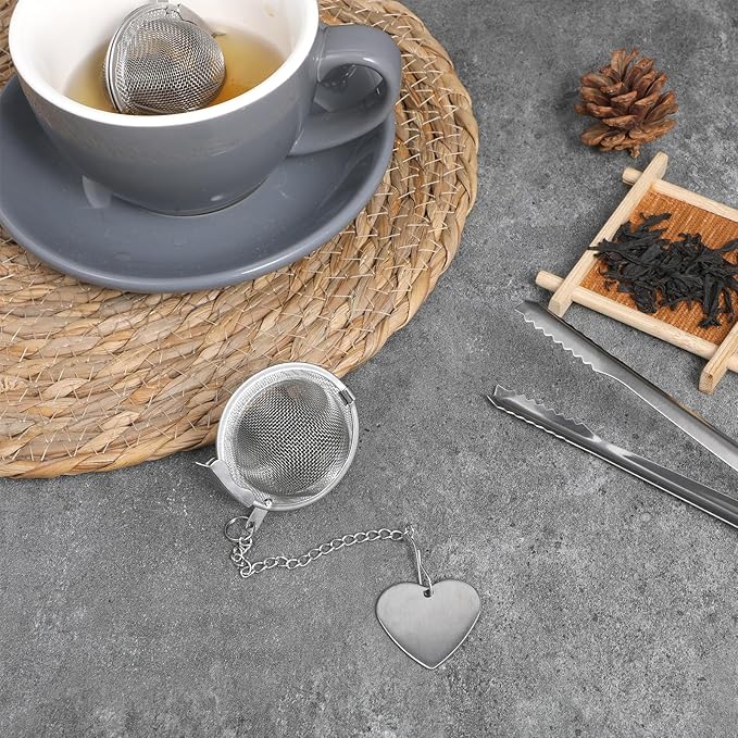 2 Pack Stainless Steel Mesh Tea Infuser with 1 Pack Bonus Tea Scoop Clip, Premium Fine Mesh Tea Ball Filter Upgraded Tea Diffusers Steeper for Loose Leaf Tea Spices Seasonings