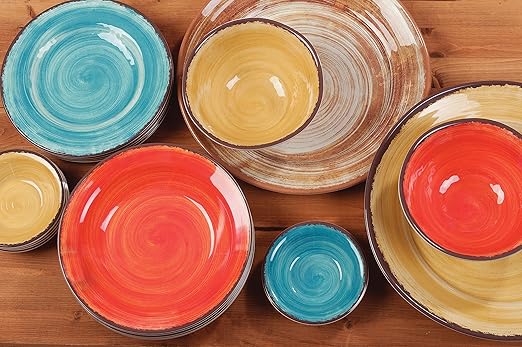 Carlisle FoodService Products Mingle Resuable Plastic Plate Dinner Plate with Pottery Style for Home and Restaurant, Melamine, 11 Inches, Aqua
