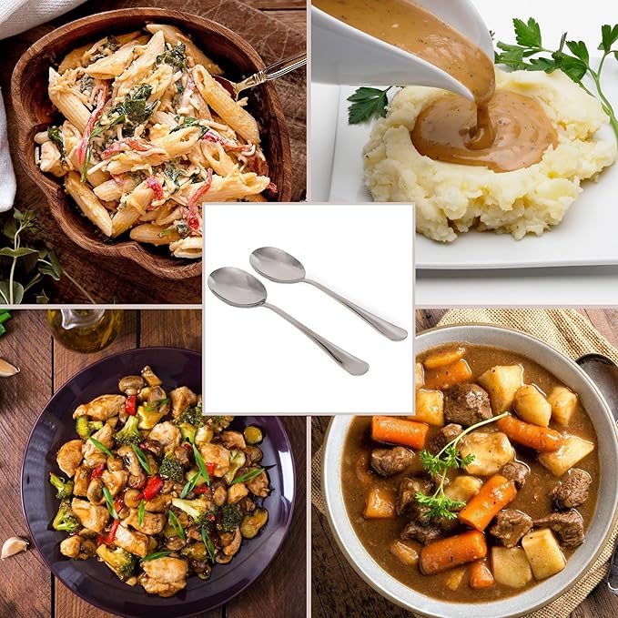 Cornucopia Brands X-Large Stainless Steel Serving Spoons (2-Pack), Buffet & Banquet Style Serving Utensils