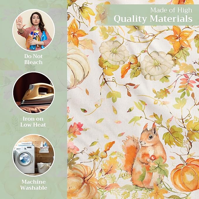 Maison d' Hermine Cloth Napkins Set of 4 100% Cotton for Thanksgiving Christmas Decorations Everyday Reusable Square Fall Napkins Cloth Washable Dinner Party (Pumpkin Passion, 20"x20")