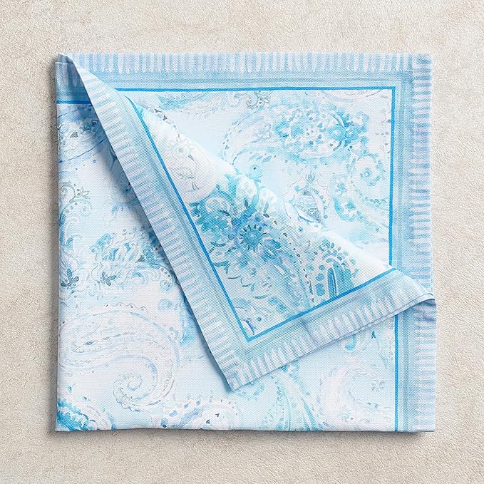 Maison d' Hermine Napkin 100% Combed Cotton Premium 20"x20" Decorative Washable Table Cloth Napkins Set of 4 for Dining, Holidays, Buffet Parties & Wedding Use Campagne - Paisley Blues