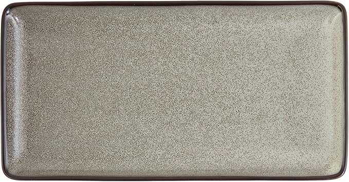 D&V 6 Piece Stōn Porcelain Dinnerware Rectangle Tray Set, 9" x 4.75", Mist