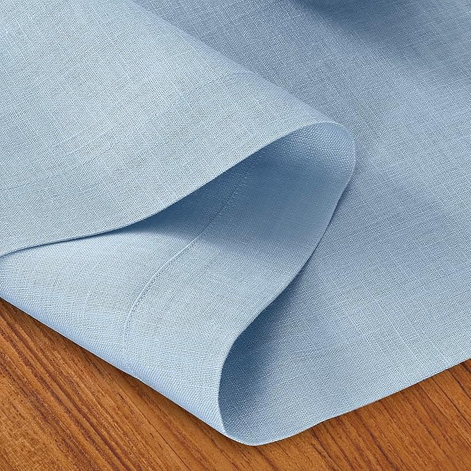 D'Moksha Homes Linen Powder Blue Table Runner 108 Inches Long - 100% Pure Linen Dining Table Runner 14 x 108 Inch for Winter, Christmas, Holiday, New Year - Machine Washable