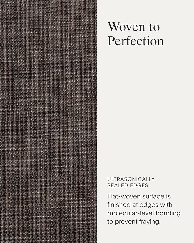 Chilewich Mini Basketweave Placemats in Dark Walnut - Set of 4 - Easy Care Woven Tabletop Textiles - Indoor/Outdoor - 19.25" x 14" Oval