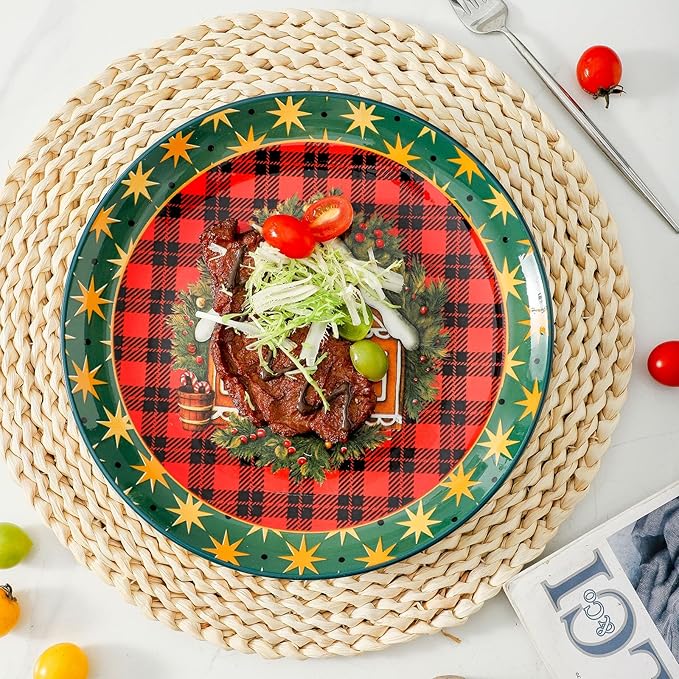 glowworm Dinner Plate Set of 6, 10.5 Inch Ceramic Dinner Plates, Salad Serving Plate for Kitchen, Restaurant, Valentine’s Day Gift, Microwave, Oven & Dishwasher Safe