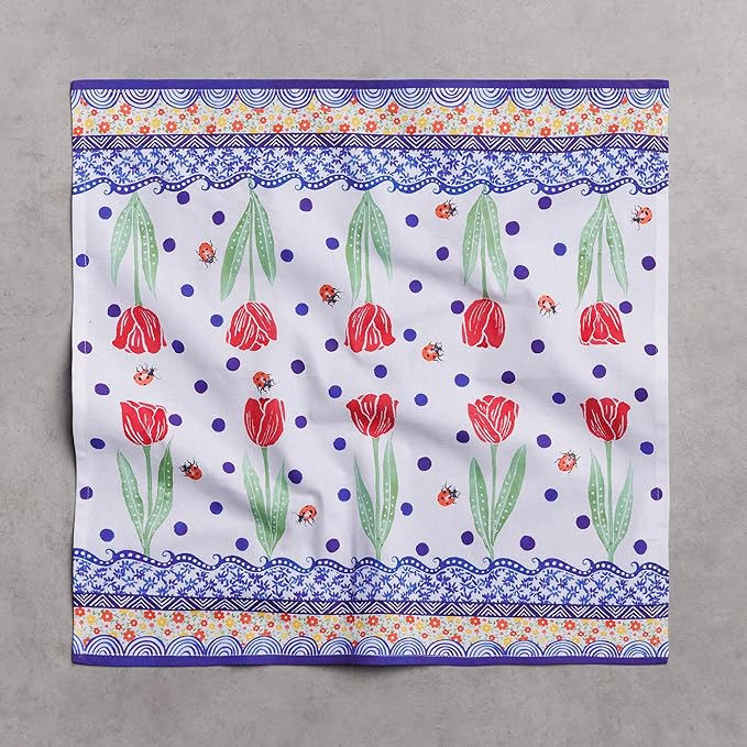 Maison d' Hermine Cloth Napkins Set of 4 100% Cotton Soft & Durable Everyday Reusable Square Napkins Cloth Washable, Dinner, Cocktail Party, Wedding, Restaurant (Folky Floral, 18" x 18")