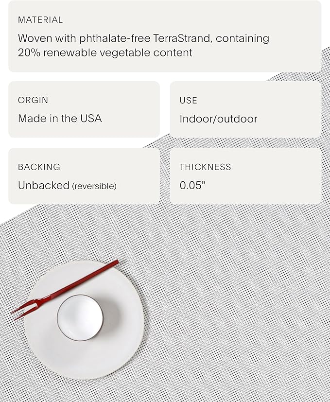 Chilewich Mini Basketweave Placemats in White - Set of 4 - Easy Care Woven Tabletop Textiles - Indoor/Outdoor - 19" x 14" Rectangle