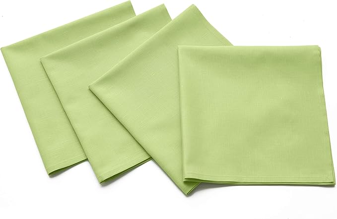 Solino Home Apple Green Cotton Linen Napkins Set of 4 - Machine Washable Dinner Napkins 20 x 20 Inch - Dru