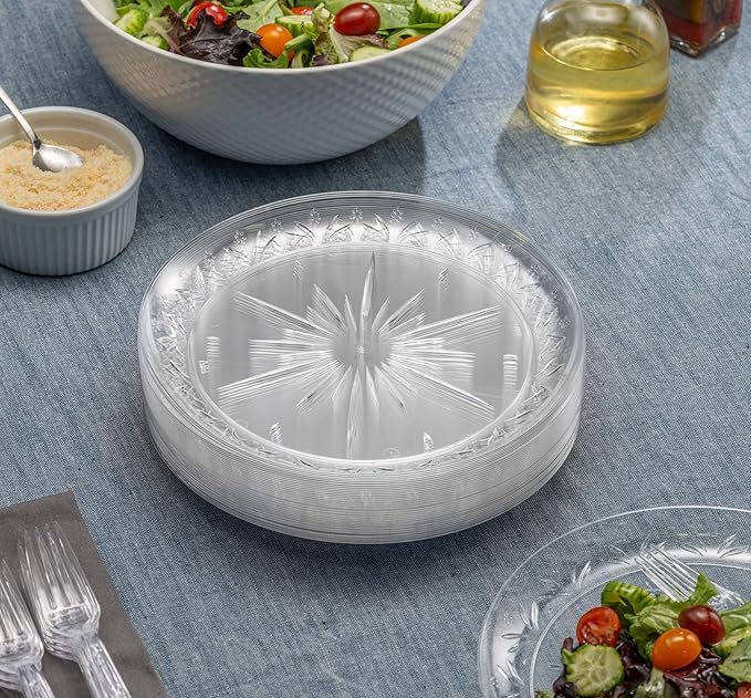 PLASTICPRO Premium Heavy Weight Crystal Clear Disposable Hard Plastic Plate (240, 10'' Inch Plates)