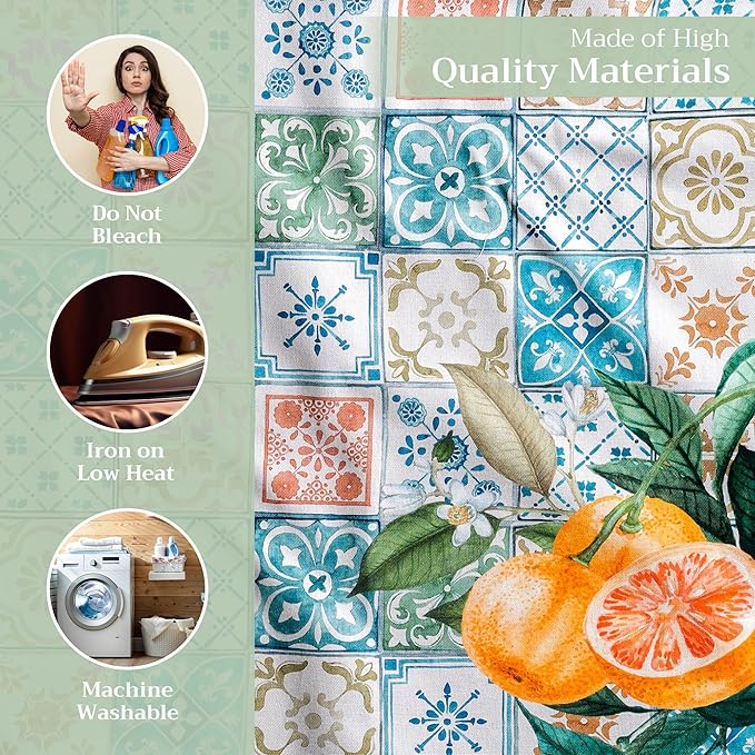 Maison d' Hermine Cloth Napkins Set of 4 100% Cotton Everyday Reusable Square Napkins Cloth Washable, Dinner, Party, Wedding, Restaurant, Spring/Summer (Agrume, 20" x 20")