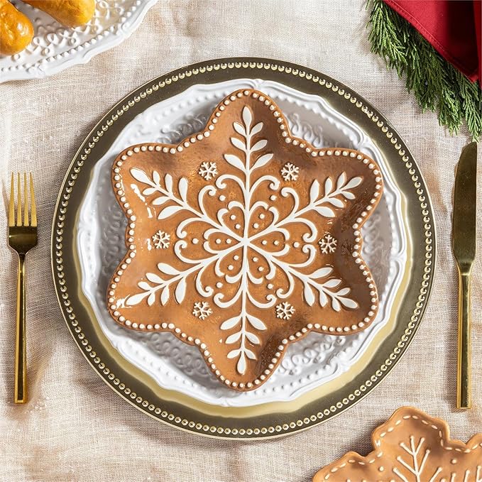 Embossed Ceramic Snowflake Appetizer Plate, 8" by Evergreen