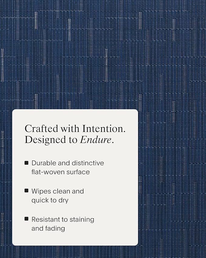 Chilewich Bamboo Placemats Set of 4 - Round Woven Placemats - Reusable, Stain-Resistant, Indoor/Outdoor Tabletop Protection - 15" - Lapis