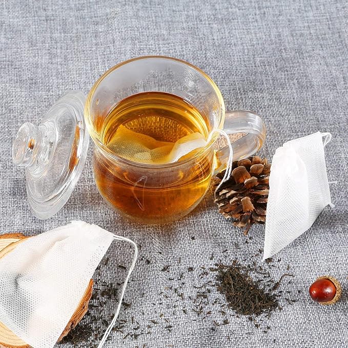 200 Pcs Disposable Tea Bags for Loose Leaf Tea, Empty Tea Bags for Loose Tea with Drawstring, Natural Tea Filter Bags for Loose Tea