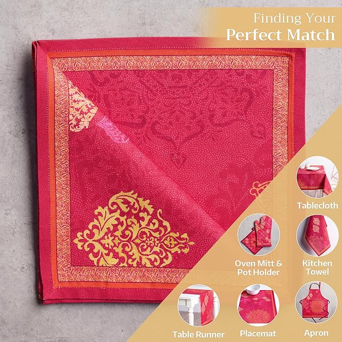 Maison d' Hermine Cloth Napkins Set of 4 100% Cotton for Thanksgiving Christmas Decorations Everyday Reusable Square Fall Napkins Cloth Washable Dinner Party (Versailles, 20"x20")