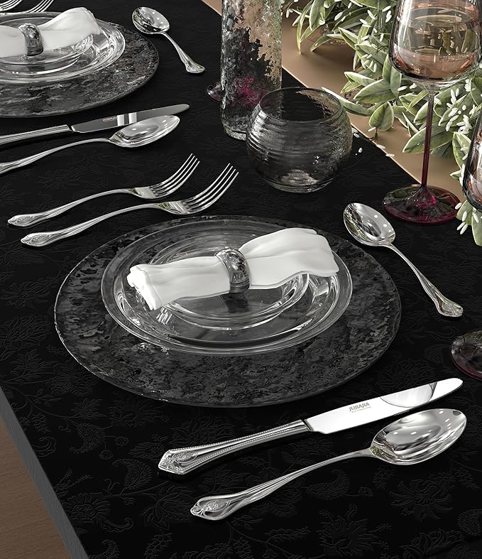 18/8 Stainless-Steel 5-Piece Silverware Set, Elegant Flatware Set Mirror Polished Beaded Edge, Cutlery Set Include Knife/Fork/Spoon, Dishwasher Safe