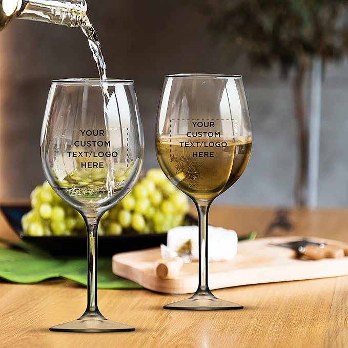 Custom Wine Glasses 14 oz. Set of 24, Personalized Bulk Pack - Restaurant Glassware, Perfect for Red Wine, White Wine, Cocktails and More - Clear