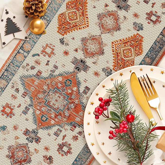 Rustic Farmhouse Table Runner Seasonal Fall Kitchen Dining Linen Table Decoration for Indoor Outdoor Home Party Decor 13 x 72 Inch