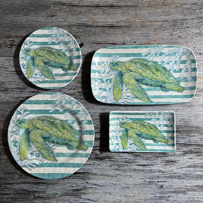 Merritt Sea Turtle 8-1/2" x 5-1/4" Small Melamine Snack Tray, Multicolor
