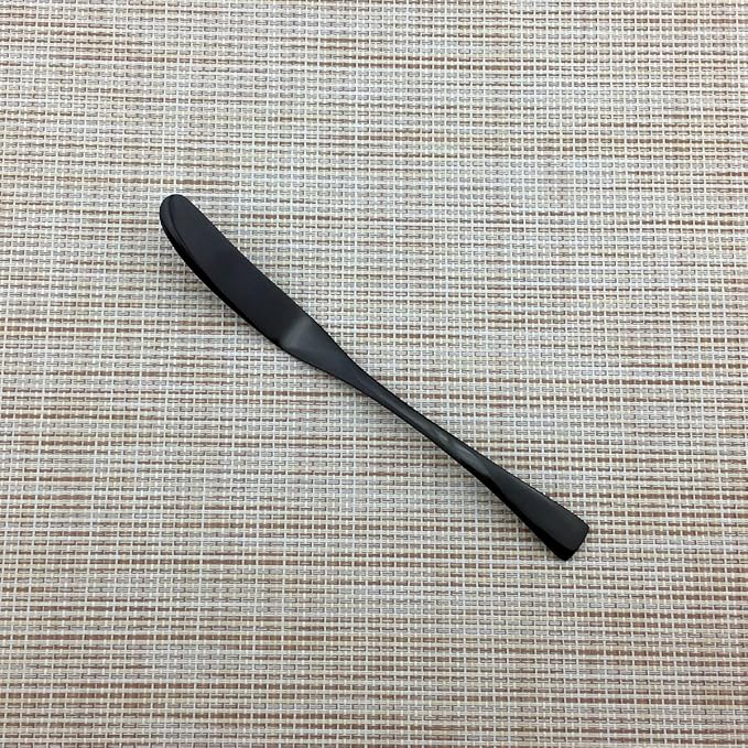 Mirror Polishing Black 18/10 Stainless Steel, Single Serving Flatware Silverware cutlery utensils Set,set of 6 Butter Knife