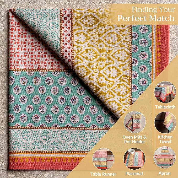Maison d' Hermine Cloth Napkins Set of 4 100% Cotton Everyday Reusable Square Napkins Cloth Washable, Dinner, Party, Wedding, Restaurant, Spring/Summer (Provence, 20" x 20")