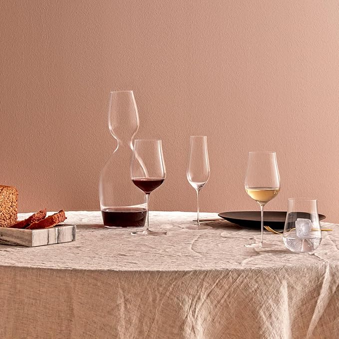 Nude Ghost Zero Tulip Red Crystal Wine Glasses, | Lead - Free |, Stem Unique Modern, Cool for Cocktail, Weddings, Great Gift Idea