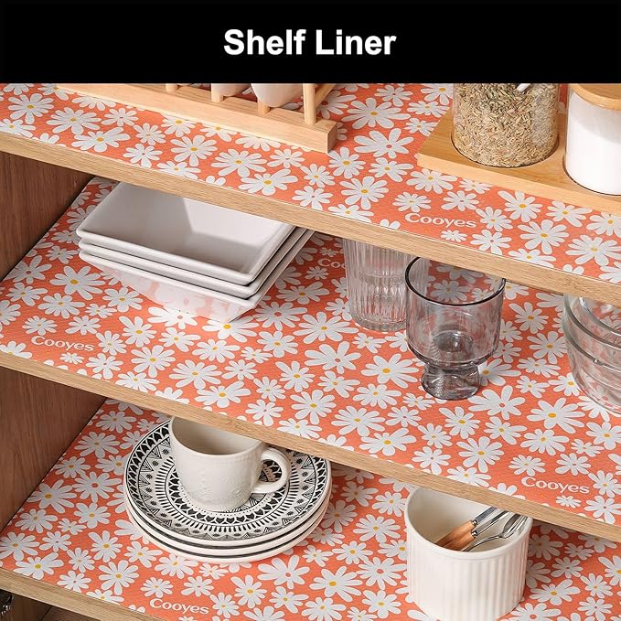 Cooyes Shelf Liner – Premium Non-Adhesive Cabinet & Drawer Liner for Kitchen – Waterproof Shelf Paper with Modern Pattern – Durable EVA Cabinet Mat – Easy to Cut （11.8" W x 118" L）