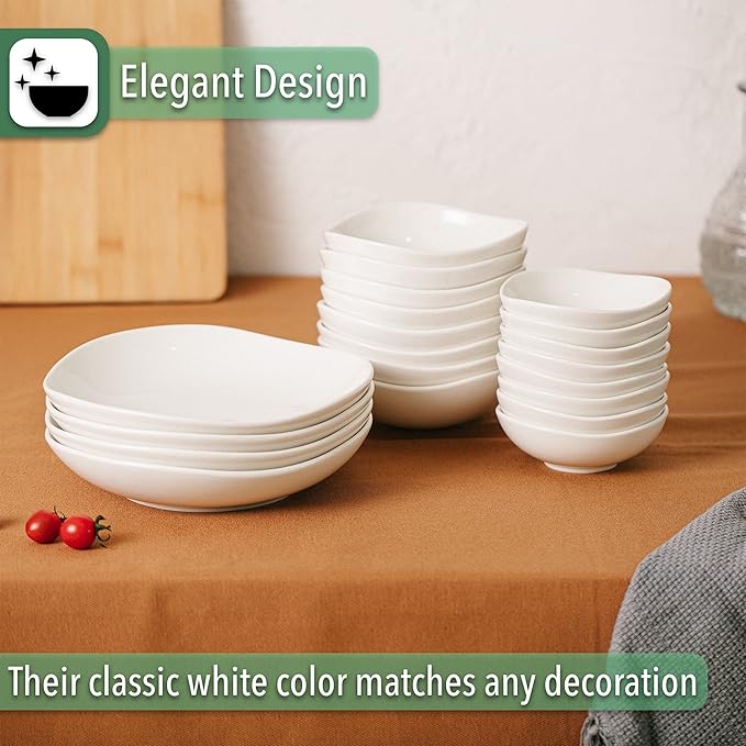 BTaT- Porcelain Serving Bowls, Triangular, 24 Oz, Set of 4, Pasta Bowls, Large Serving Bowls