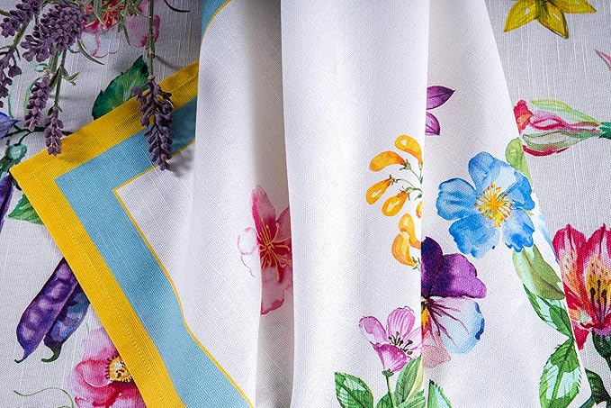 Maison d' Hermine Cloth Napkins Set of 4 100% Cotton Everyday Reusable Square Napkins Cloth Washable, Dinner, Party, Wedding, Restaurant, Spring/Summer (Giverny, 20" x 20")