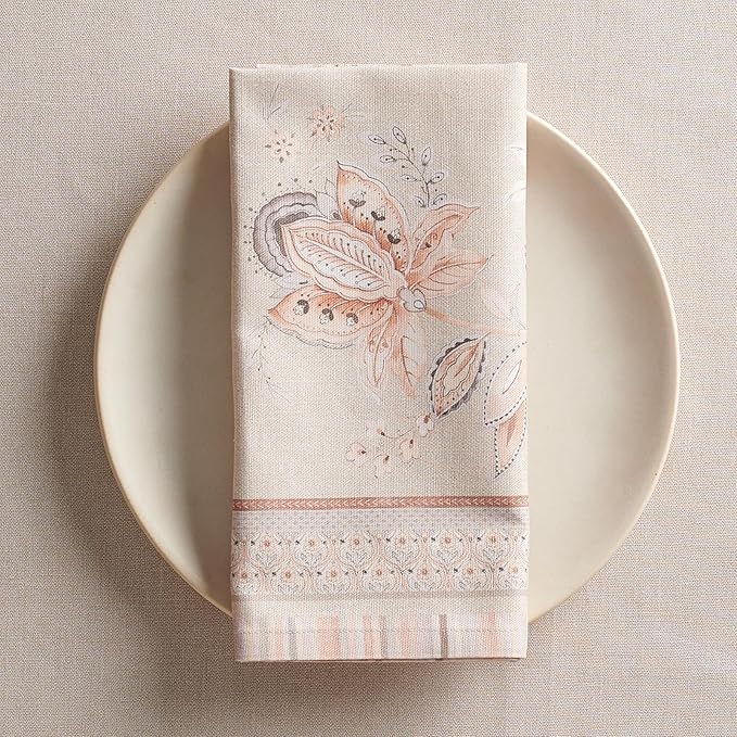 Maison d' Hermine Napkin 100% Combed Cotton Premium 20 Inch x 20 Inch Set of 4 Dinner Napkins, Decorative Washable Cloth Napkin for Dining, Buffet Parties & Camping - Society Florals