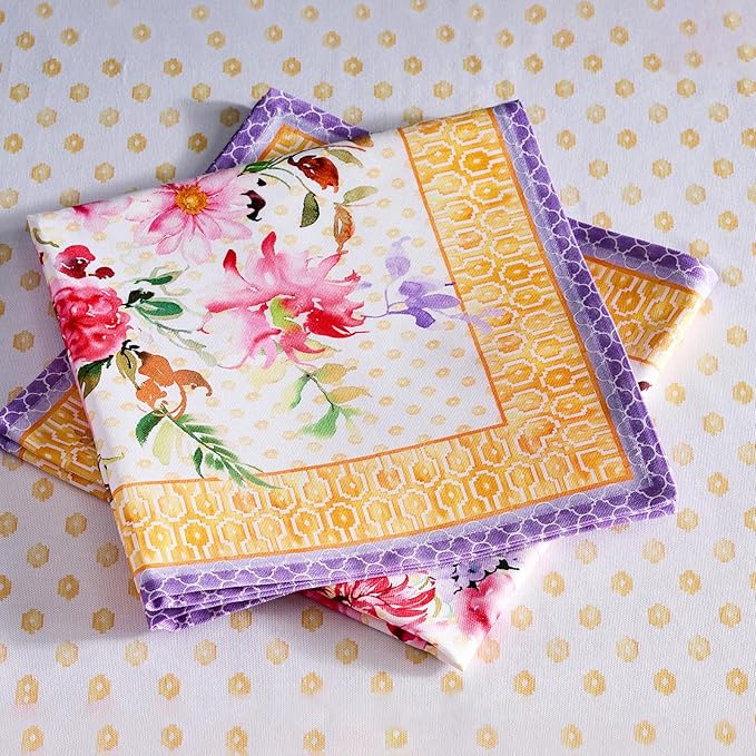 Maison d' Hermine Napkin 100% Combed Cotton Premium Cloth Napkin Decorative Washable Napkins Set of 4 for Home, Kitchen, Dining, Cocktail Parties & Camping - Summer Joy (20”X20”)