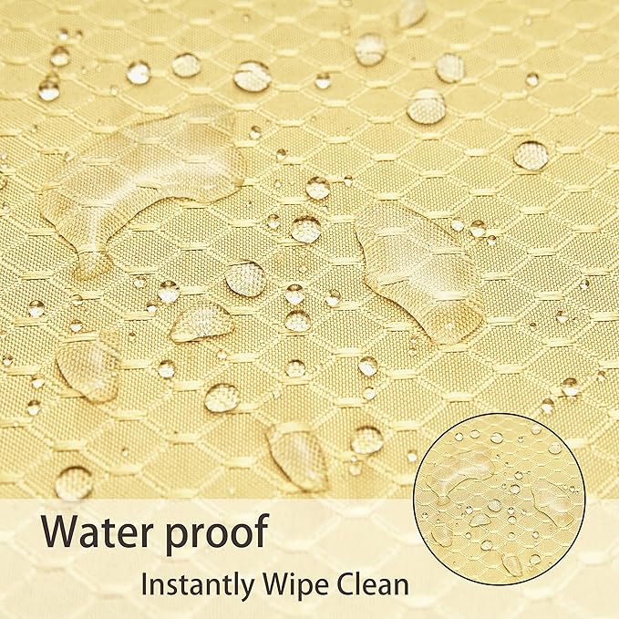 Rectangle Table Cloth Linen Farmhouse Stainproof Waterproof Washable Polyester Oblong Rectangular Fabric Table Cover for Kitchen Dining Dinner (Gold A, 52 X 70 Inch)