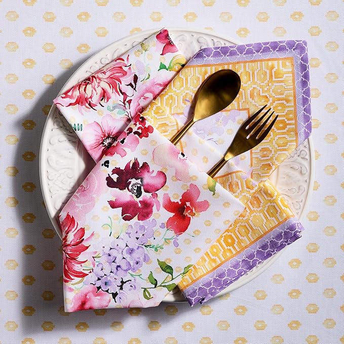Maison d' Hermine Napkin 100% Combed Cotton Premium Cloth Napkin Decorative Washable Napkins Set of 4 for Home, Kitchen, Dining, Cocktail Parties & Camping - Summer Joy (20”X20”)