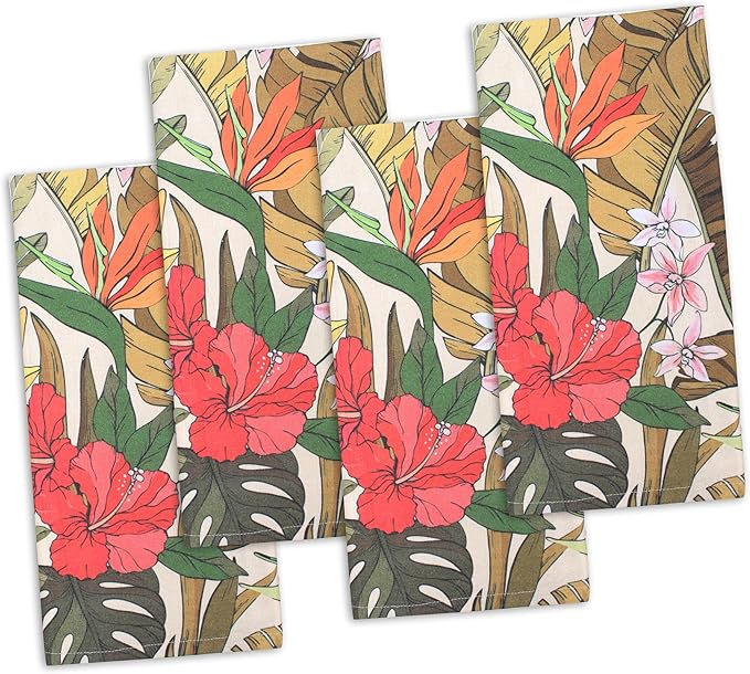 Urban Villa Cloth Napkins 100% Cotton Dinner Napkins Highly Absorbent 20x20 Inches (Set of 12) Hibiscus Print Reusable Washable Soft Durable Premium Napkins Ideal for Home Wedding Parties