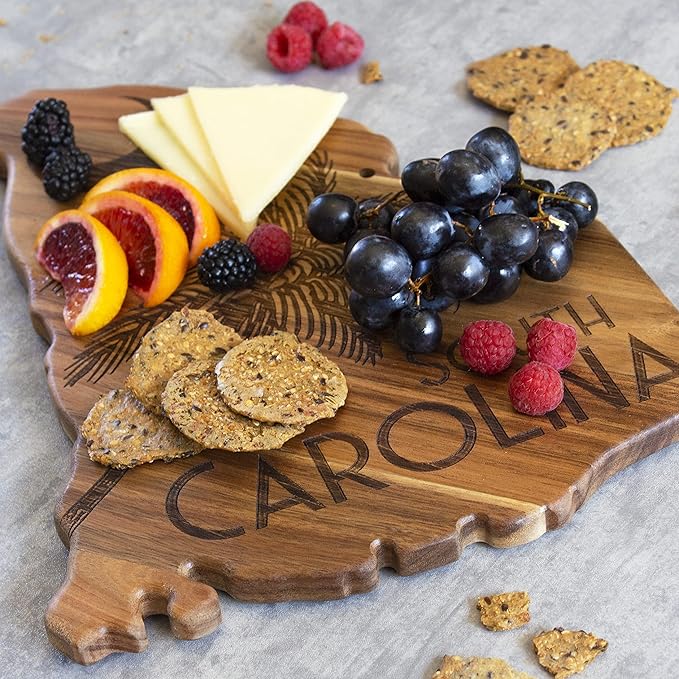 Totally Bamboo Rock & Branch Origins Series South Carolina State Shaped Cutting Board and Charcuterie Serving Tray, Includes Hang Tie for Wall Display