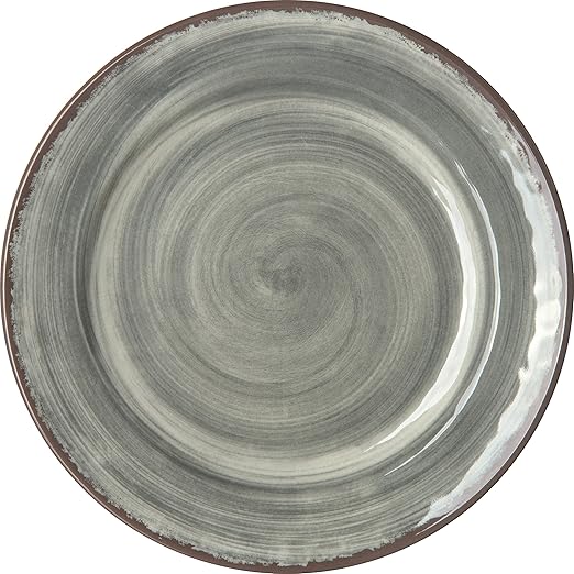 Carlisle FoodService Products Mingle Resuable Plastic Plate Appetizer Plate with Pottery Style for Home and Restaurant, Melamine, 7 Inches, Smoke, (Pack of 12)