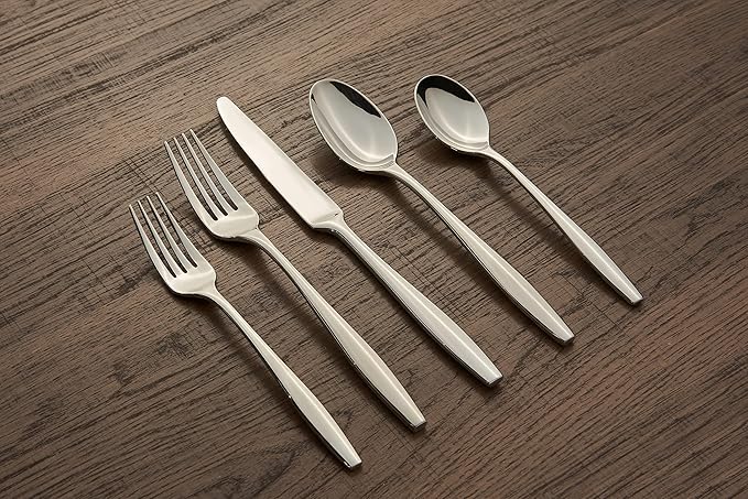 CAMBRIDGE Silversmiths Katerina Mirror 20-Piece Flatware Set, Service for 4, Silver