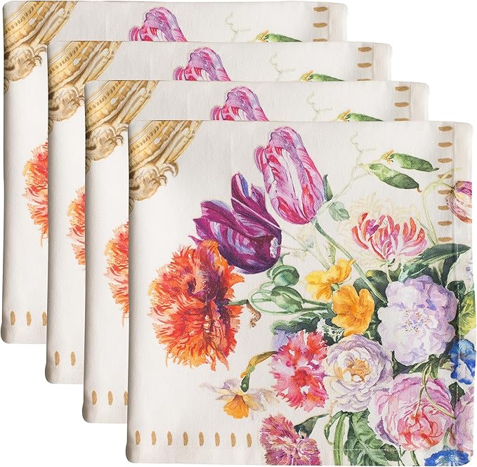Maison d' Hermine Cloth Napkins Set of 4 100% Cotton Everyday Reusable Square Napkins Cloth Washable, Dinner, Party, Wedding, Restaurant, Spring/Summer (Masterpiece, 20" x 20")