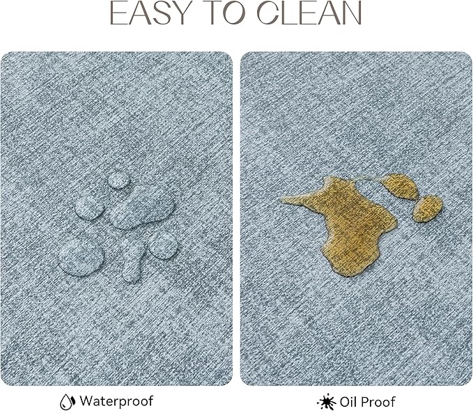 Romanstile Vinyl Placemats Set of 12-12 X 17 Inch - Faux Leather 100% Waterproof Oil-Proof Wipeable Place Mats, Heat Resistant Reversible PU Table Mats for Kitchen Dining Party Outdoor, Sky Blue