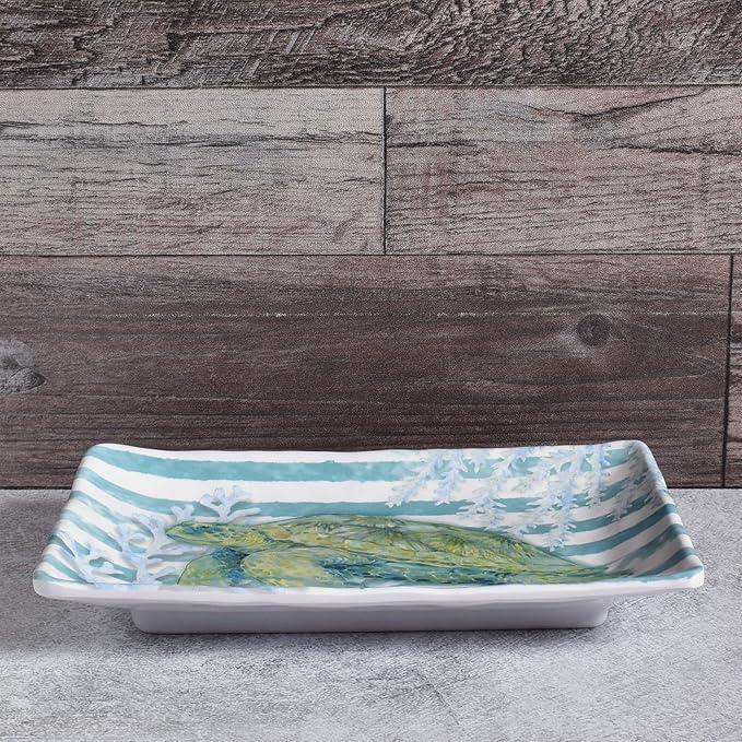 Merritt Sea Turtle 8-1/2" x 5-1/4" Small Melamine Snack Tray, Multicolor