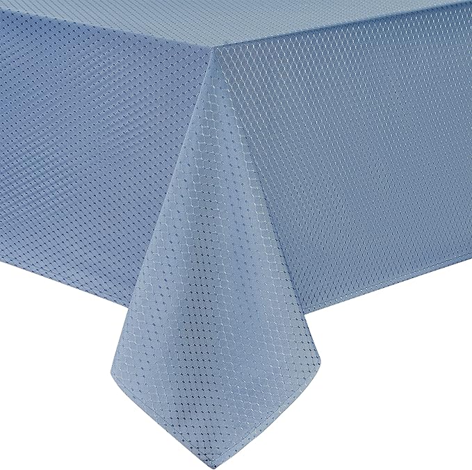 Rectangle Table Cloth Linen Farmhouse Stainproof Waterproof Washable Polyester Oblong Rectangular Fabric Table Cover for Kitchen Dining Dinner (Light Blue, 60 X 144 Inch)