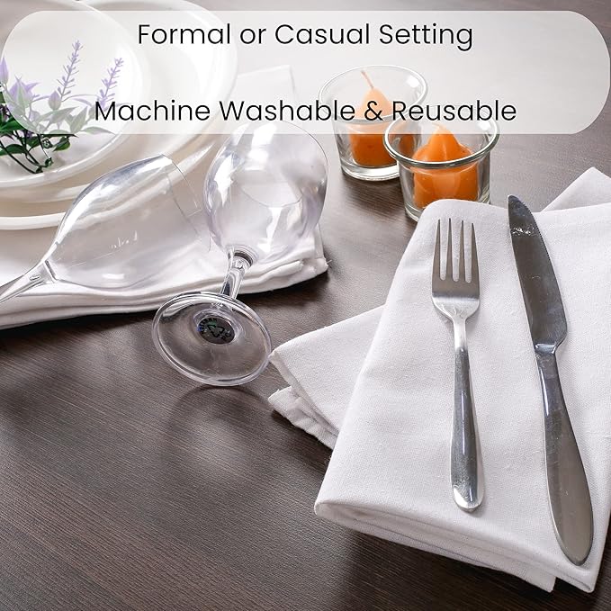 Set of 12 Cloth Dinner Napkins 100% Cotton - Soft Durable Washable - Ideal for Farmhouse Party Weddings Christmas Easter - Perfect Everyday Use Table Linen Cloth Napkins White 17x17