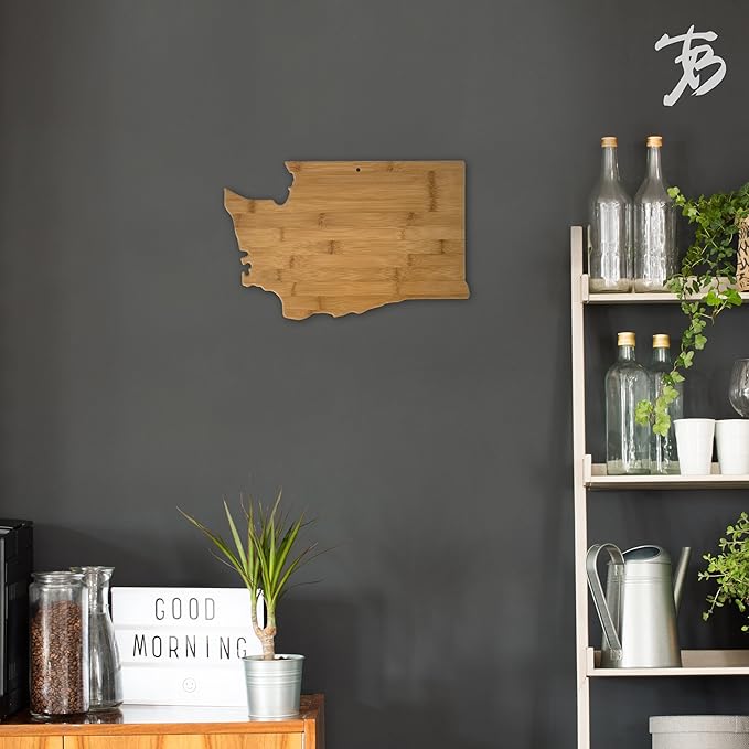 Totally Bamboo Washington State Shaped Bamboo Serving and Cutting Board