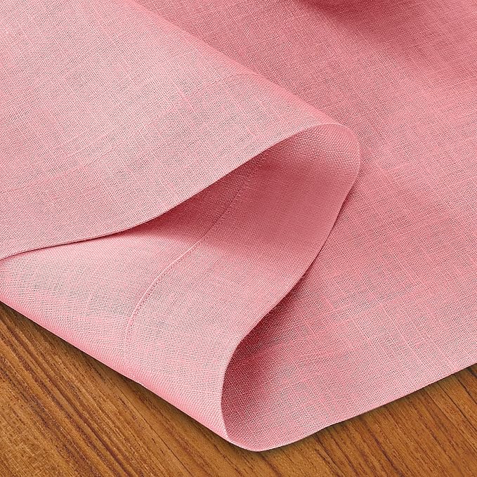 D'Moksha Homes Linen Dusty Pink Table Runner 120 Inches Long - 100% Pure Linen Dining Table Runner 14 x 120 Inch for Winter, Christmas, Holiday, New Year - Machine Washable